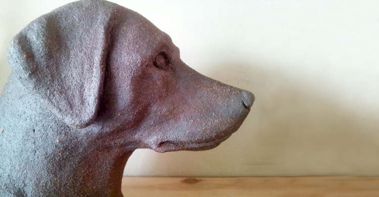 Ceramic Dog Sculpture