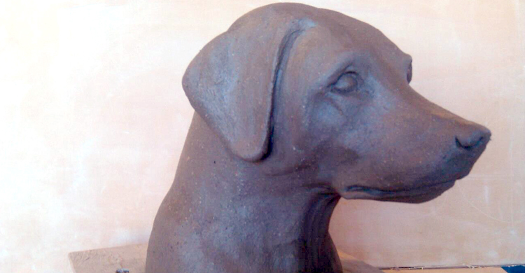 Ceramic Dog Sculpture