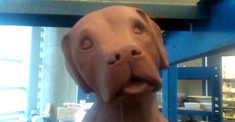 Ceramic Dog Sculpture