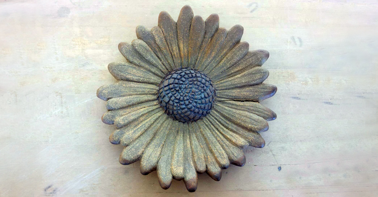 Ceramic Sculpture Bird Bath Daisy