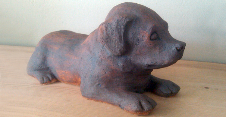 Ceramic Puppy Sculpture