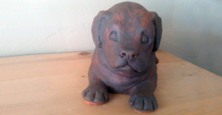 Ceramic Puppy Sculpture