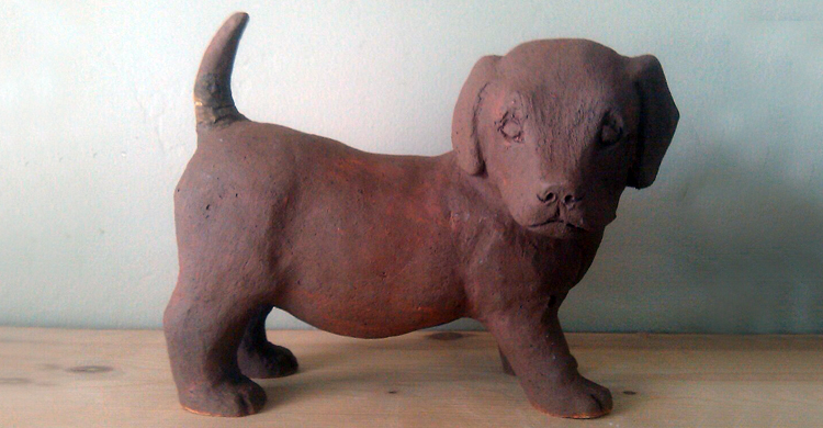 Ceramic Puppy Sculpture