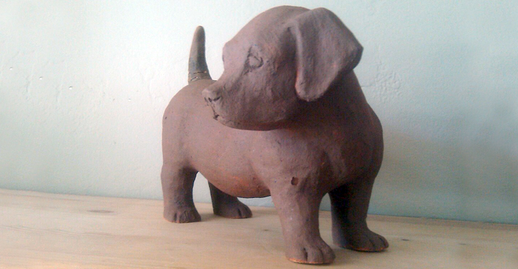 Ceramic Puppy Sculpture