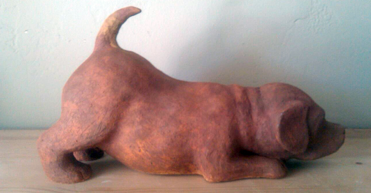 Ceramic Puppy Sculpture