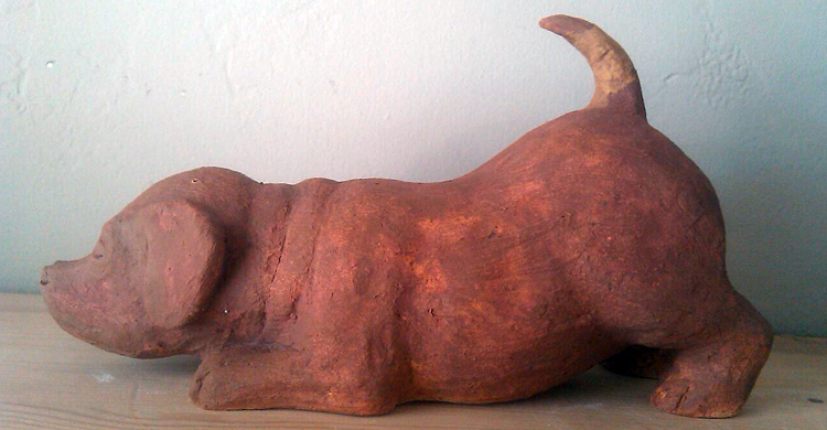 Ceramic Puppy Sculpture