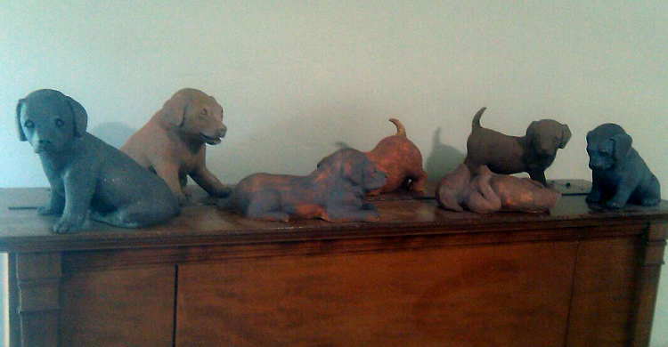 Ceramic Puppy Sculpture
